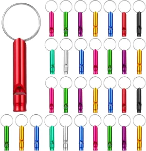100 PCS Emergency Whistles with Keychain, Mini Emergency Whistle Assorted Color, Aluminum Alloy Survival Whistle with Key Ring for Outdoor Camping Hiking Hunting Fishing PE Classes Dog Training