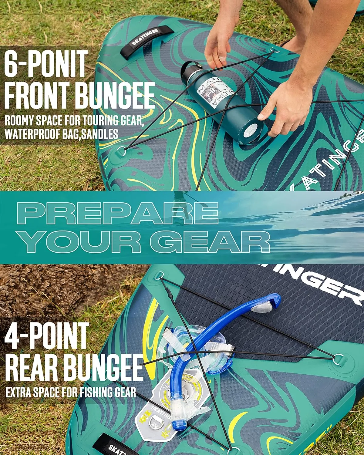 11'635" Super Wide Inflatable Paddle Board, Ultra Stable Stand Up Paddleboards for 450lb/3 People/Family/Big Size w/Shoulder Strap, 100L Backpack, All-Round Sup Board, US Fin