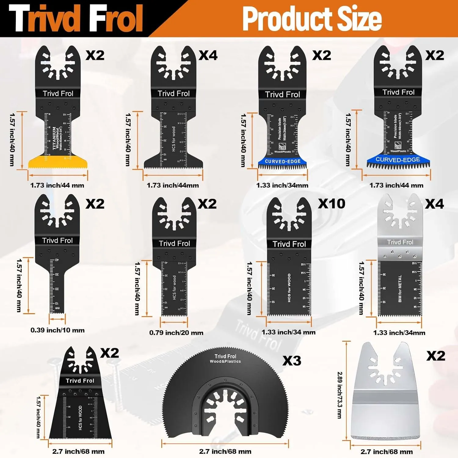 121 Pack Oscillating Saw Blades, Titanium Oscillating Tool Blades with Sandpaper, Multitool Blades for Wood Metal Plastics Cutting, Multi Tool Blades Kits Fit Bosch Dewalt Ryobi Milwaukee