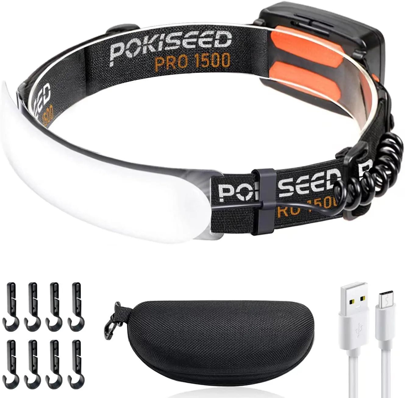 1500 Lumens Rechargeable LED Headlamp with 230 Beam, 3 Modes, IPX6 Waterproof - For Camping, Running, Fishing, Hard Hat Work