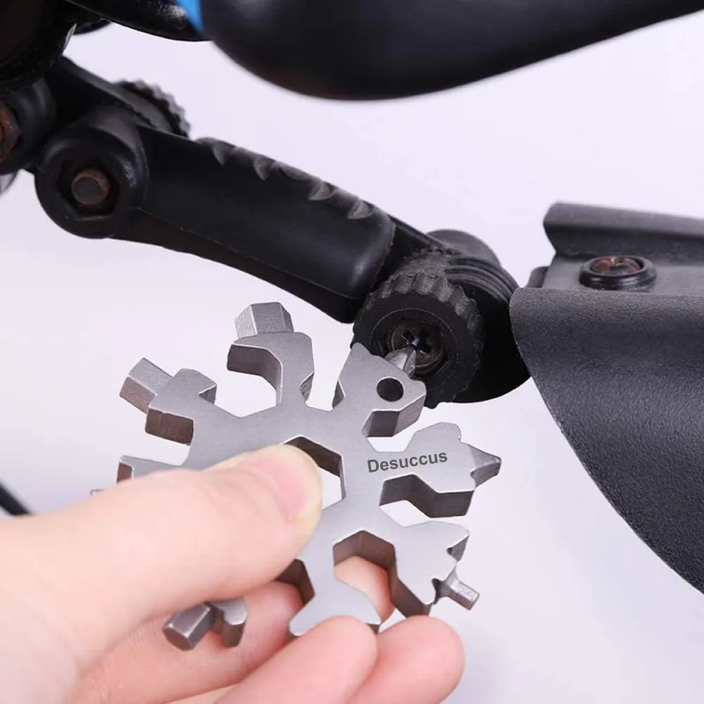 18-in-1 Snowflake Multi Tool, Bottle Opener/Flat Phillips Screwdriver Kit/Wrench, Stocking Stuffers for Men(Standard-Stainless Steel)