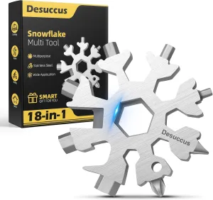 18-in-1 Snowflake Multi Tool, Bottle Opener/Flat Phillips Screwdriver Kit/Wrench, Stocking Stuffers for Men(Standard-Stainless Steel)
