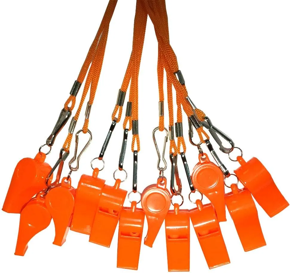 20 Pcs Plastic Loud Whistles with Lanyard for Referee Coaches Basketball Football Sports Training Game Event Lifeguard Survival Emergency Fun School Kids Tool Set Suppliers