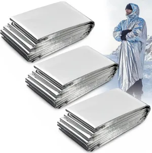 3 PACK Emergency Mylar Blanket - 62" x 82" Emergency Blankets for Survival, High Reflectivity Thermal Blanket Keep Warm Reusable Waterproof Space Blankets for Outdoor, Camping, First Aid, Plant Growth