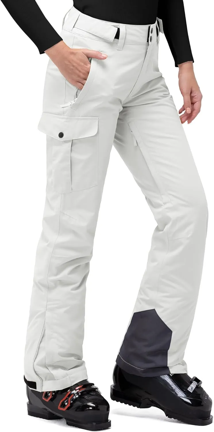 33,000ft Women's Insulated Snow Pants, Waterproof Snowboard Ski Pants with Boot Gaiters