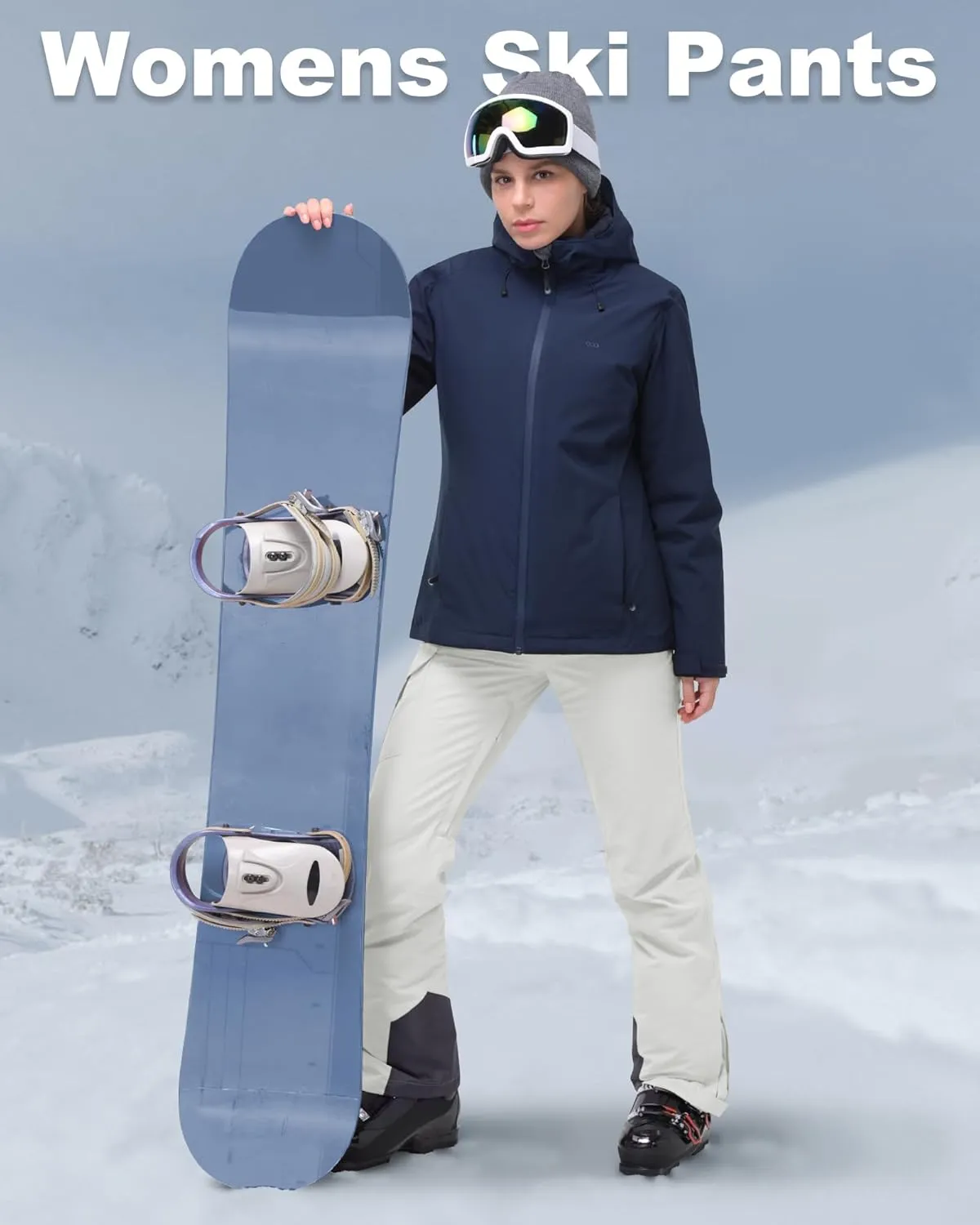 33,000ft Women's Insulated Snow Pants, Waterproof Snowboard Ski Pants with Boot Gaiters