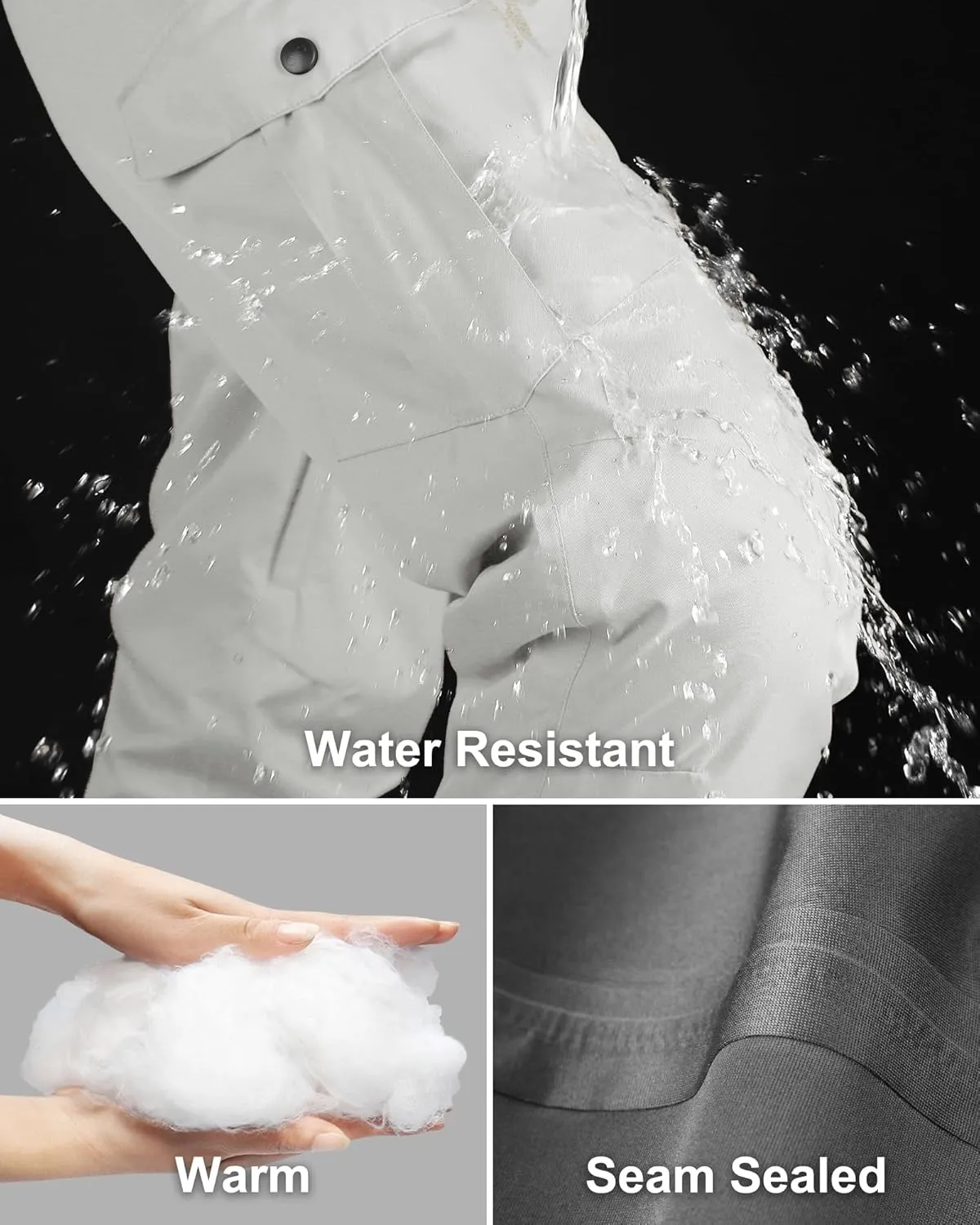 33,000ft Women's Insulated Snow Pants, Waterproof Snowboard Ski Pants with Boot Gaiters
