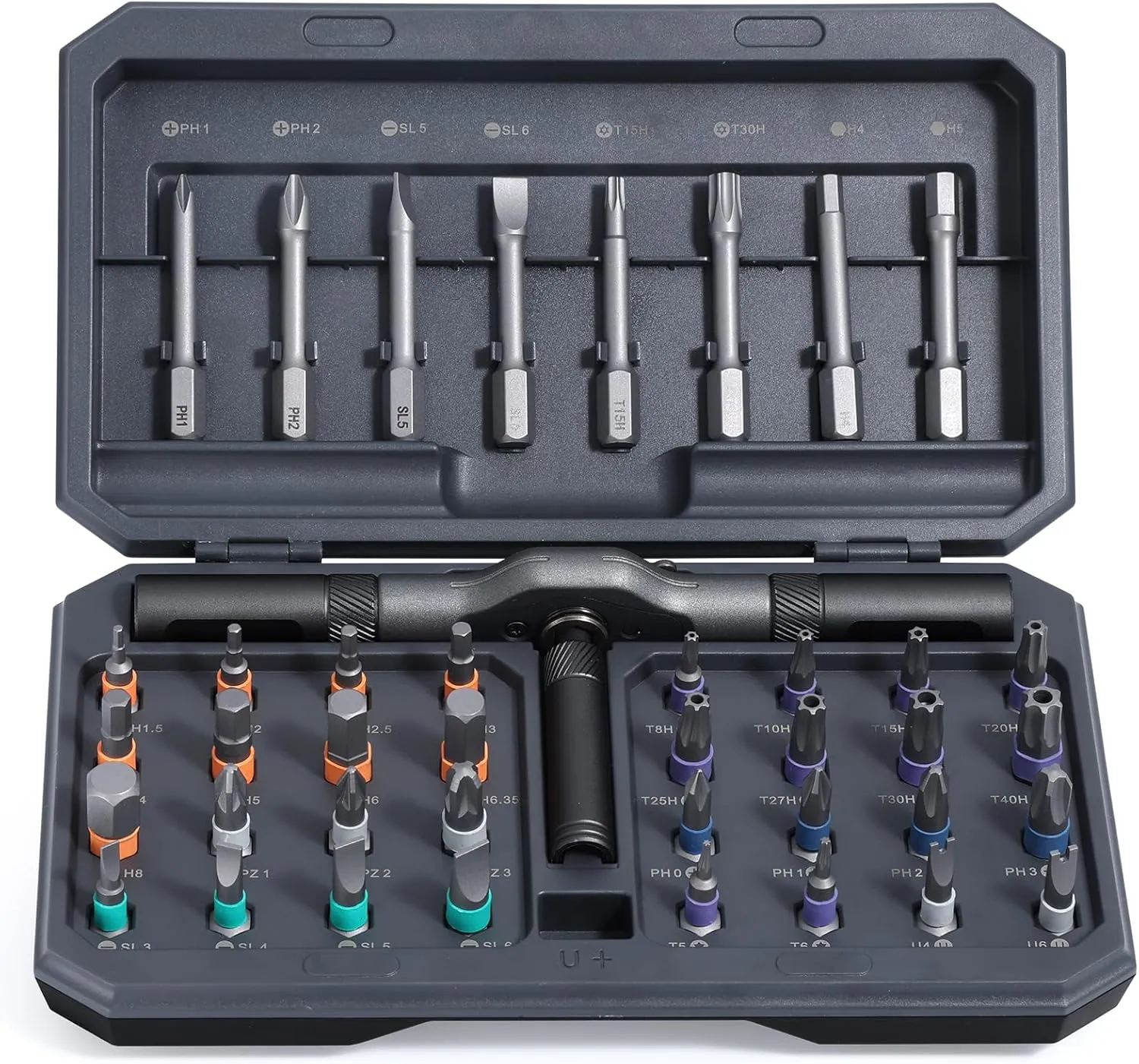 42 in 1 Magnetic Screwdriver Set, DIY Ratchet Screwdriver Set, Multi Bit Magnetic Drive Set with Detachable Ratchet Handle, Portable Compact Repair Tool Kit for Furniture Computer Bicycle Gray