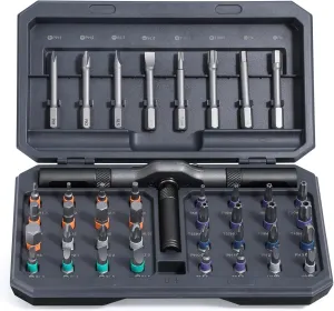 42 in 1 Magnetic Screwdriver Set, DIY Ratchet Screwdriver Set, Multi Bit Magnetic Drive Set with Detachable Ratchet Handle, Portable Compact Repair Tool Kit for Furniture Computer Bicycle Gray