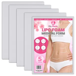 [5 Pack] Lipo Foam Ab Board for all types of Compression Garments to help Post Surgery Liposuction, Tummy Tucks, Arm &Thigh Lipo, & BBL