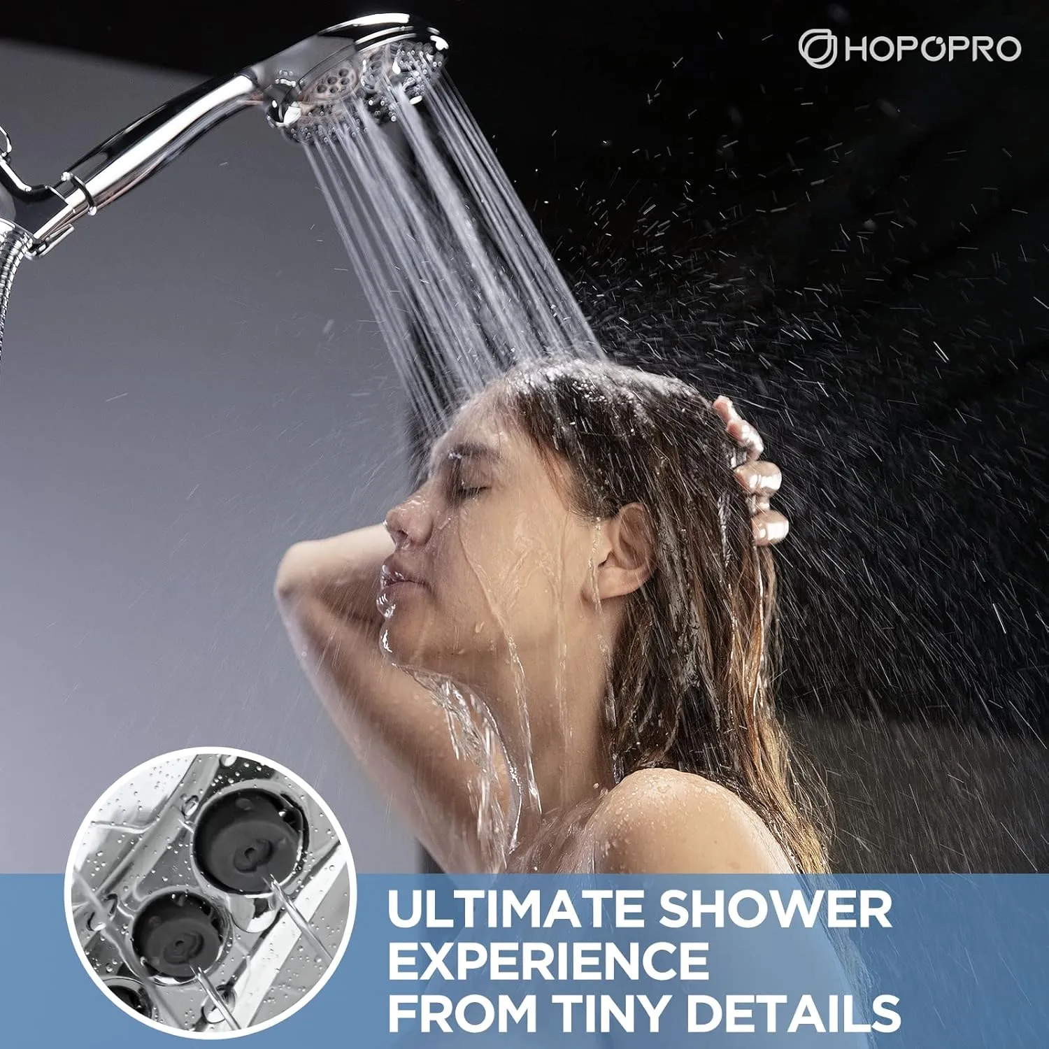6-Mode High Pressure Handheld Shower Head Set, Consumer Reports Recommended HOPOPRO High Flow Hand Held Showerhead with 59 Inch Hose Bracket Teflon Tape Rubber Washers