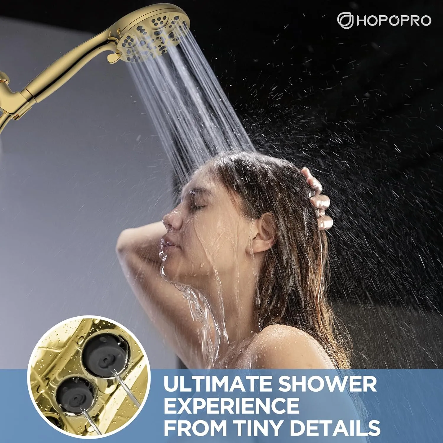 6-Mode High Pressure Handheld Shower Head Set, Consumer Reports Recommended HOPOPRO High Flow Hand Held Showerhead with 59 Inch Hose Bracket Teflon Tape Rubber Washers