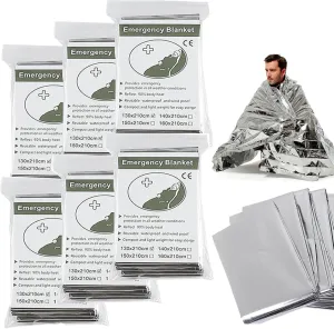 6 Pack Emergency Mylar Blankets,Emergency Survival Blanket Survival Gear & Camping Supplies,Insulating Reflective Foil Survival Blankets for Camping, Hiking, and Outdoor Rescue Kits
