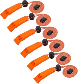 6 Pcs Safety Whistle Emergency Whistle Survival Whistle Lifeguard Whistle Loud Whistle for Camping Hiking Hunting Boating Fishing Kayaking Skiing