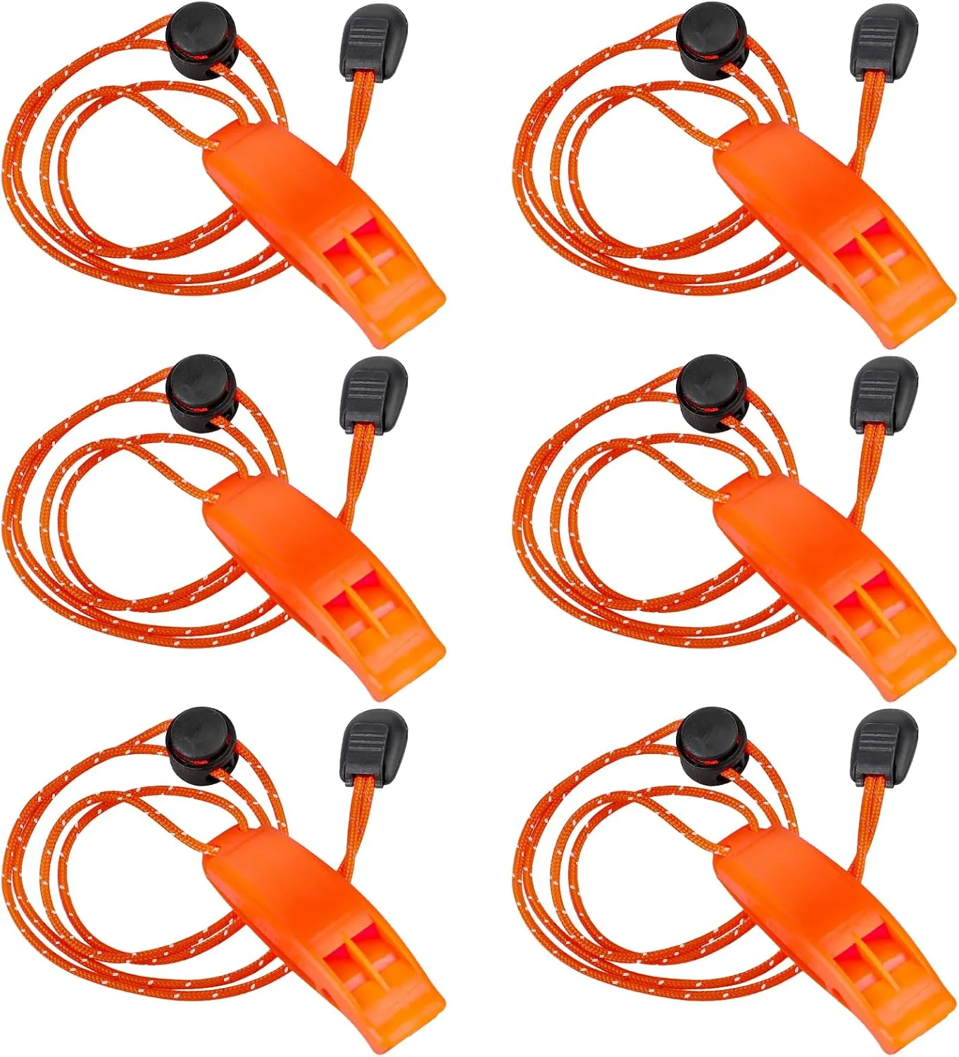 6Pcs Emergency Whistles Survival Whistles Marine Safety Whistle with Adjustable Reflective Lanyard, Super Loud Floating Whistles for Emergency