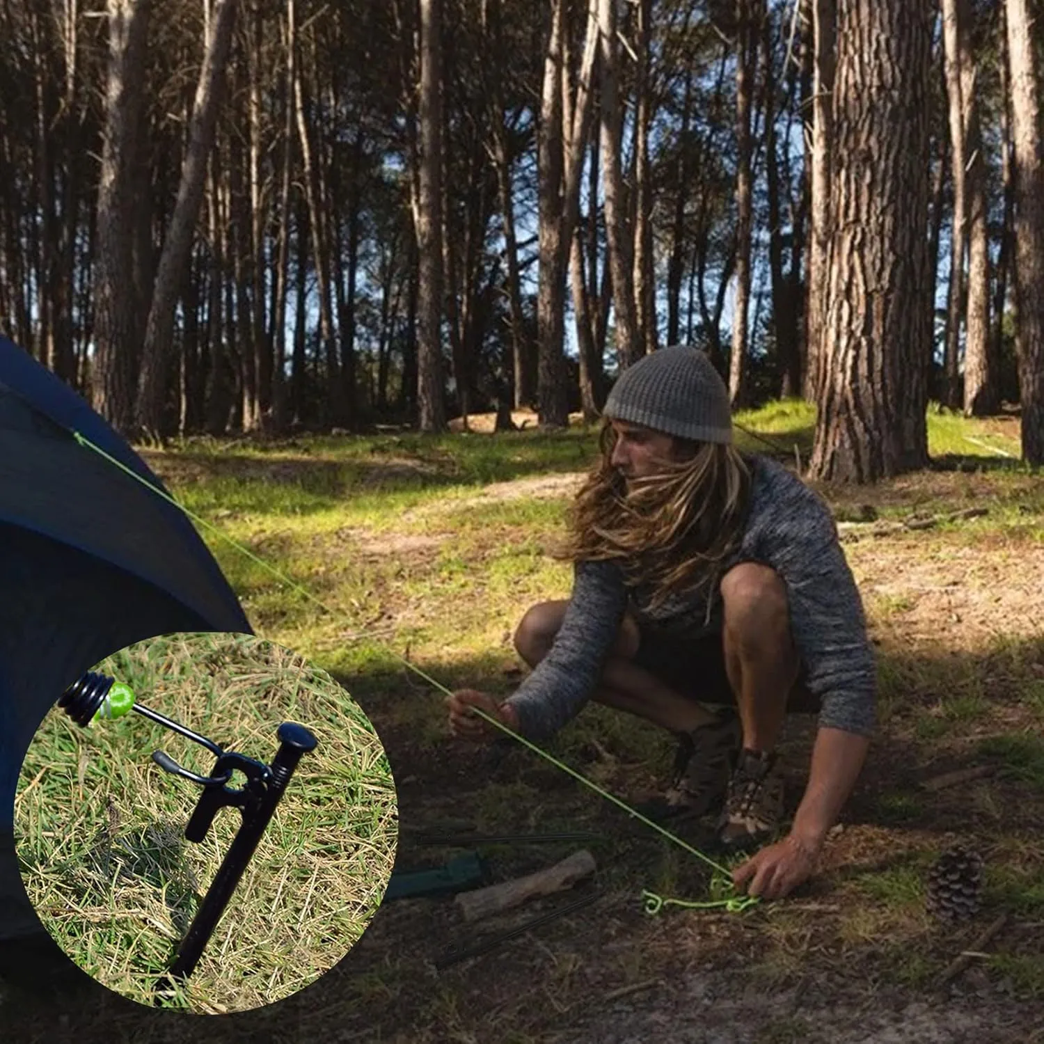 8 Pack Tent Stakes Heavy Duty Metal Tent Pegs for Camping Steel Tent Stakes 8 inch Unbreakable and Inflexible-0.36 Dia