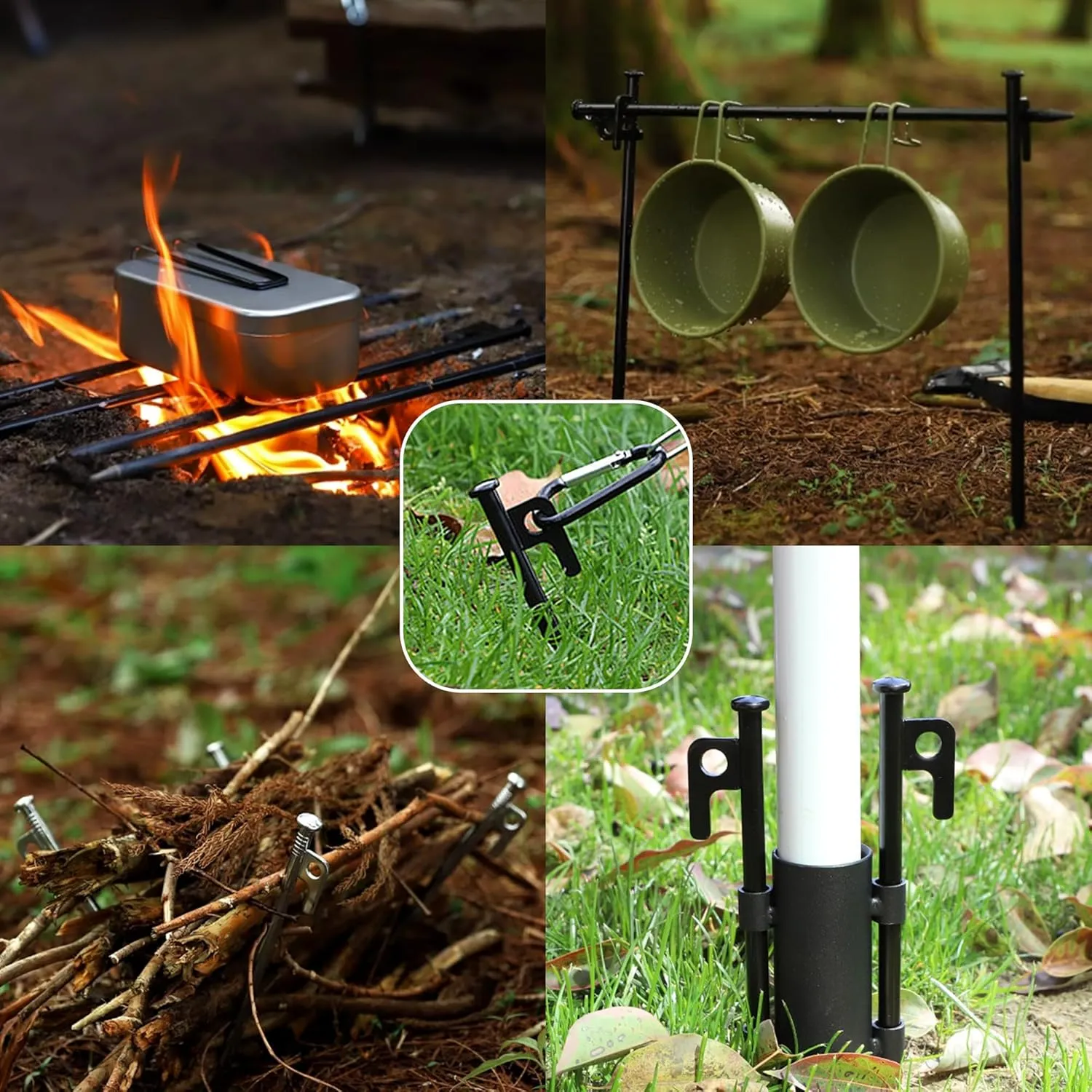 8 Pack Tent Stakes Heavy Duty Metal Tent Pegs for Camping Steel Tent Stakes 8 inch Unbreakable and Inflexible-0.36 Dia