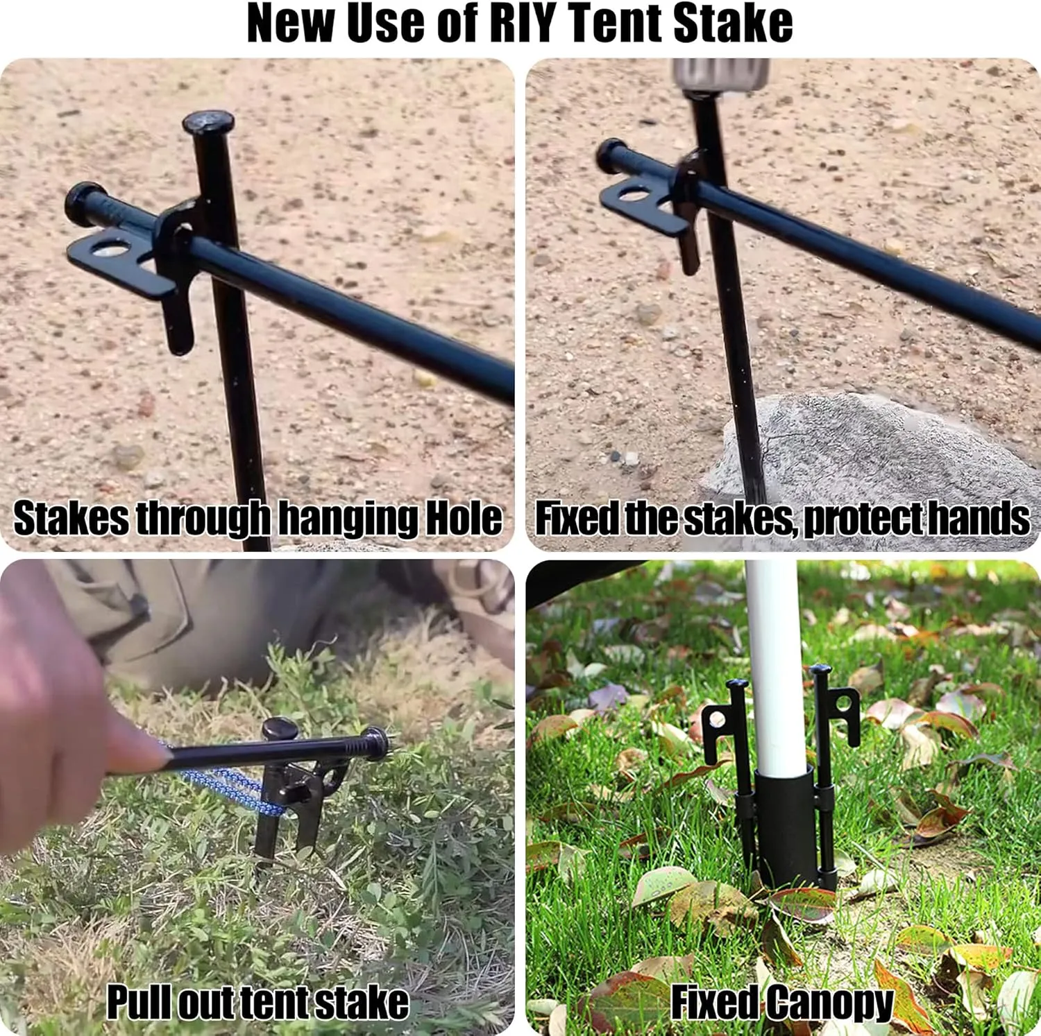 8 Pack Tent Stakes Heavy Duty Metal Tent Pegs for Camping Steel Tent Stakes 8 inch Unbreakable and Inflexible-0.36 Dia