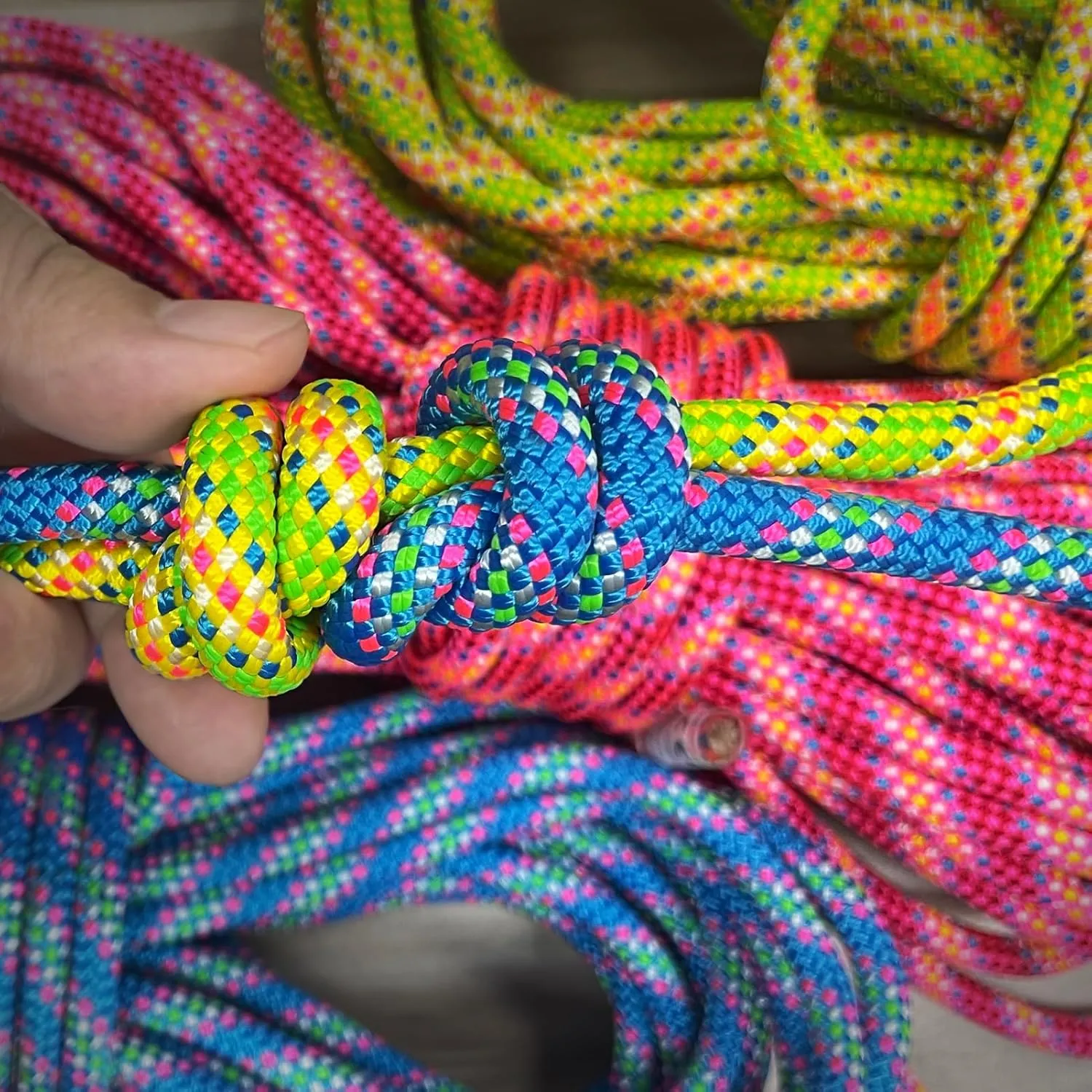 8mm Accessory Cord 15M (50ft) UIAA Rock Climbing Rope 14Kn High Tensile Strength Rock Climbing Accessories Cord Double Braid Nylon Cord for Mountain Tree Climbing, Canyoneering,Fire Rescue