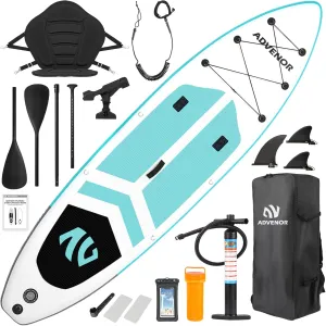 ADVENOR Paddle Board 11'x33 x6 Extra Wide Inflatable Stand Up Paddle Board with Hand Pump,Leash, Adjustable Paddle For Basic Version, Extra Kayak Paddle Kayak Seat 2 Fishing Mounts For Fishing Version