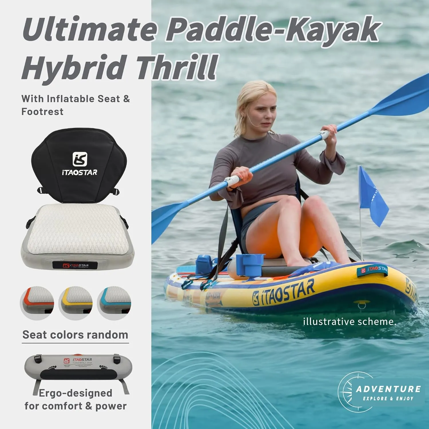 Adventure 1235"/39" Extra Wide Paddle Board with Seat, One-stop Premium SUP Board Accessories, Tailored 5 Fins, Stable Inflatable Stand Up Paddle Boards for Youth/Adults of All Skill Levels
