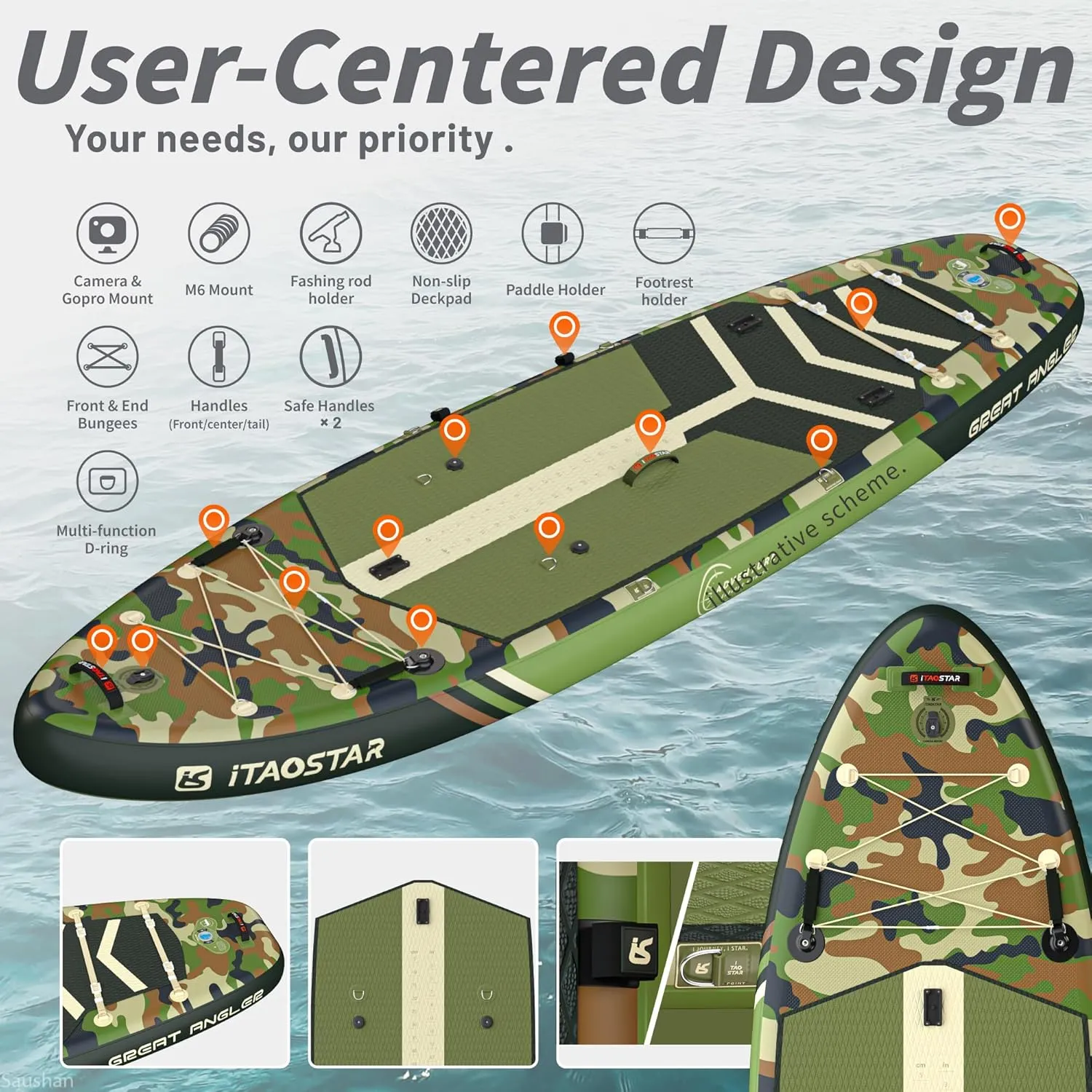 Adventure 1235"/39" Extra Wide Paddle Board with Seat, One-stop Premium SUP Board Accessories, Tailored 5 Fins, Stable Inflatable Stand Up Paddle Boards for Youth/Adults of All Skill Levels
