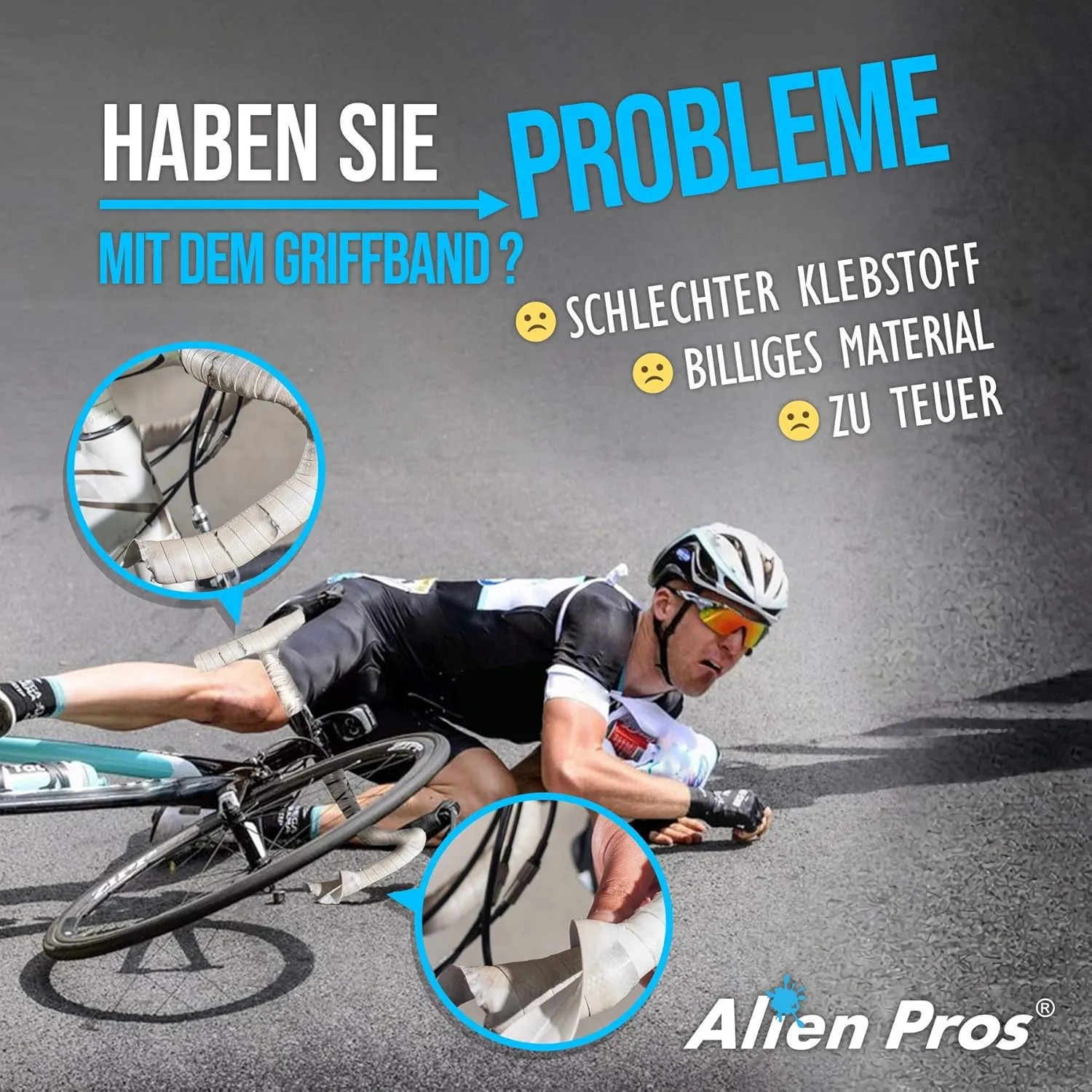 ALIEN PROS Bike Handlebar Tape EVA (Set of 2) Black - Enhance Your Bike Grip with These Bicycle Handle bar Tape - Wrap Your Bike for an Awesome Comfortable Ride (Set of 2, Black)