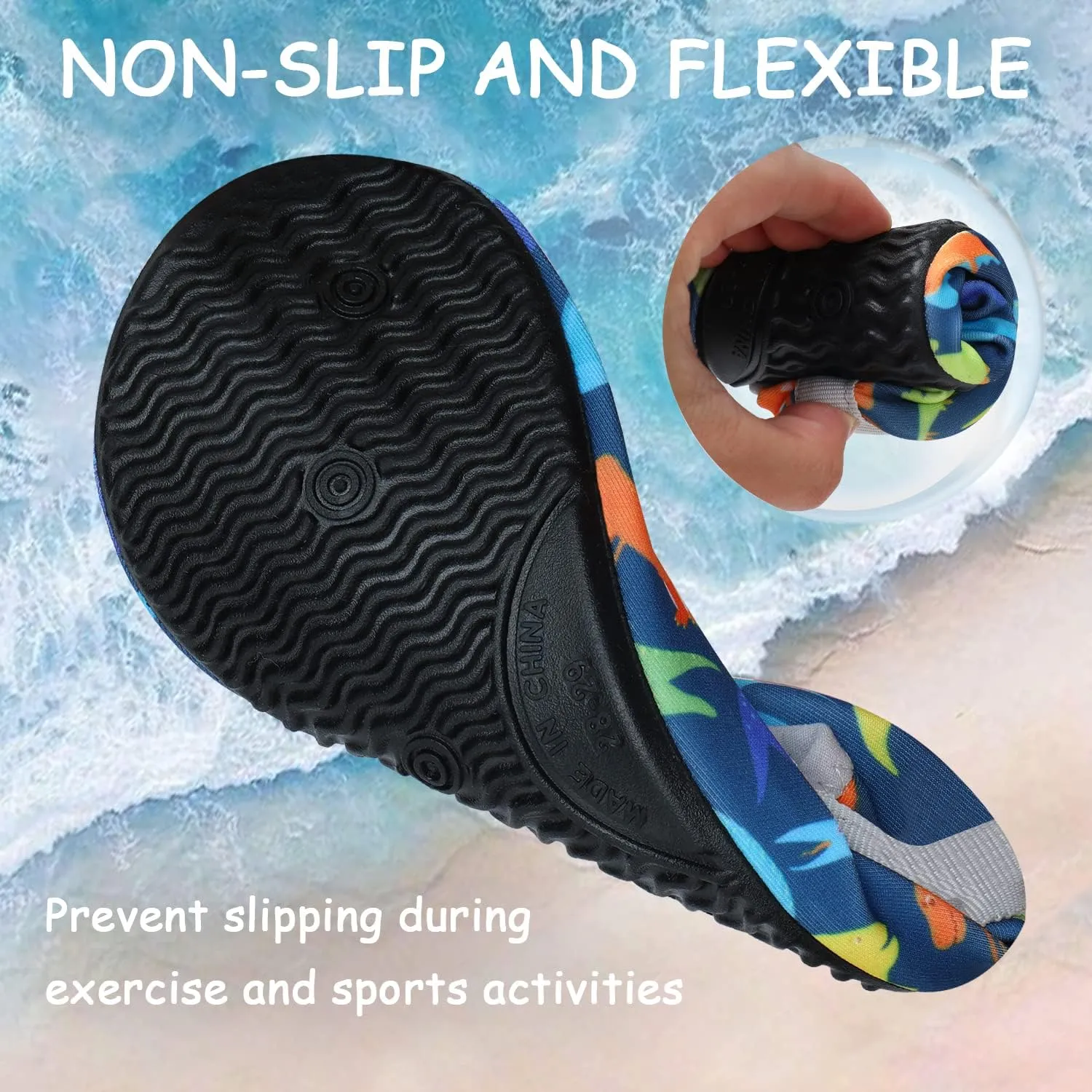 ANLUKE Kids Boys Girls Water Shoes Barefoot Aqua Socks Fast Dry Beach Swim Outdoor Sports Shoes for Toddler