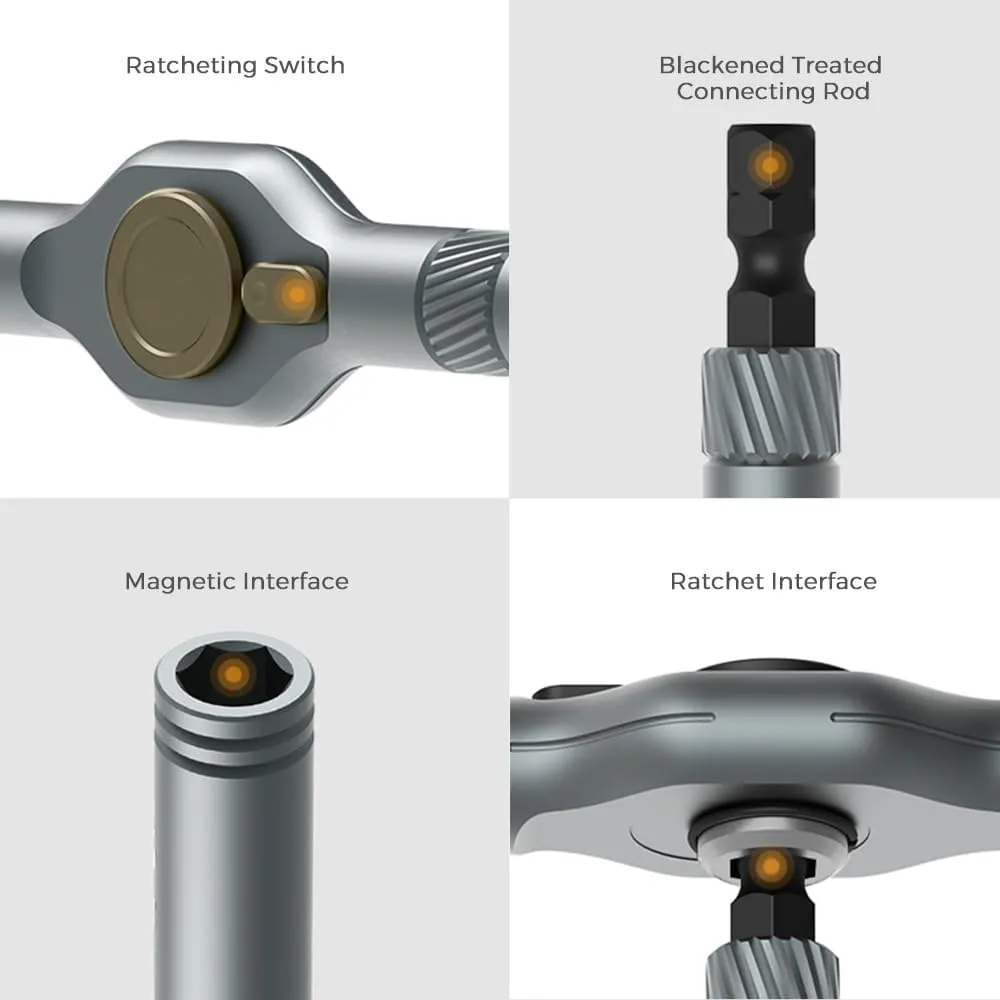 ANVANAN screwdriver kit 42 in 1 aluminum alloy material, magnetic ratchet, DIY combination, suitable for furniture assembly and bicycle tools (Wrench screwdriver kit Grey)