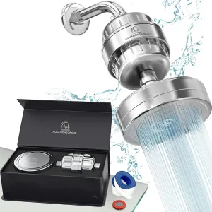 AquaHomeGroup Luxury Filtered Shower Head Set 20 3 Stage Shower Filter for Hard Water Removes Chlorine and Harmful Substances - Showerhead Filter High Output