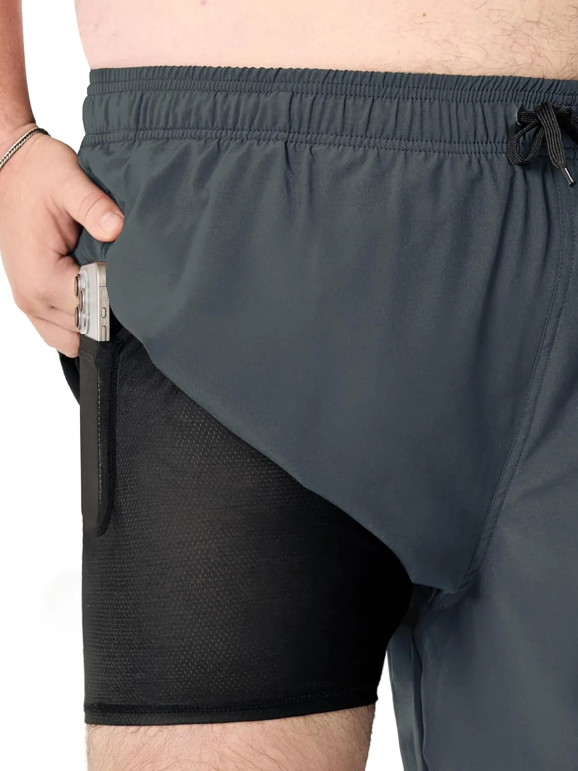 Arcweg Men's Big and Tall Swim Trunks Plus Size Swimsuit for Men with Compression Liner & Zipper Pocket