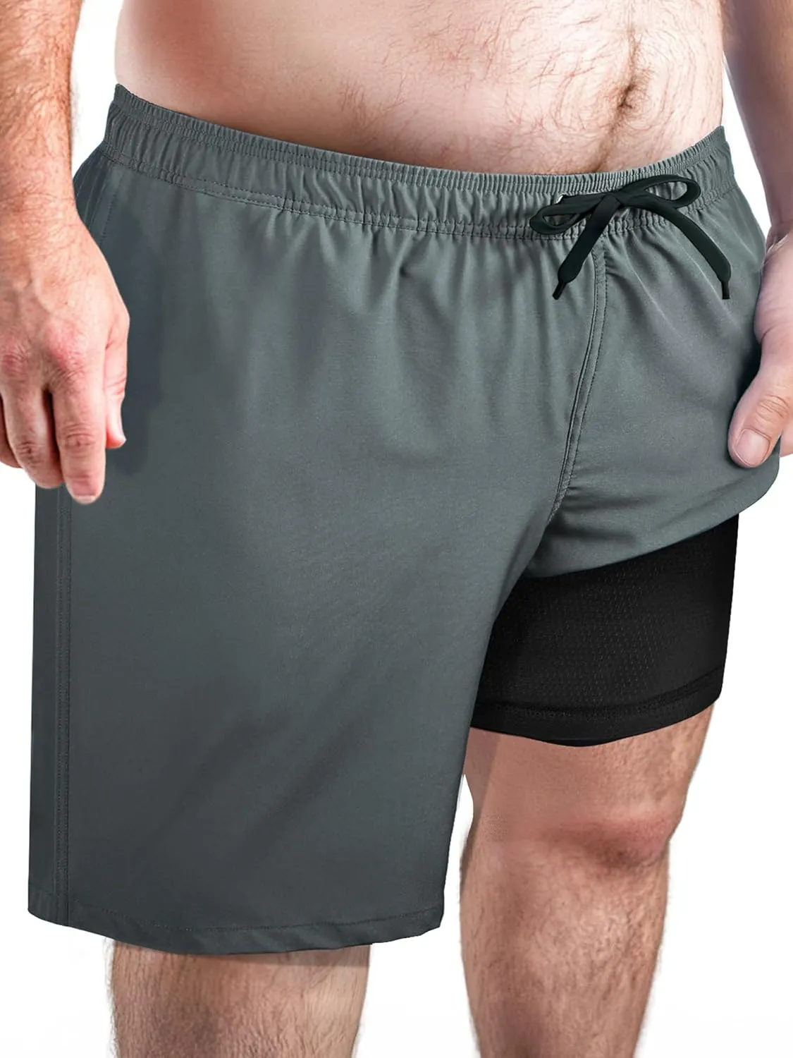 Arcweg Men's Big and Tall Swim Trunks Plus Size Swimsuit for Men with Compression Liner & Zipper Pocket