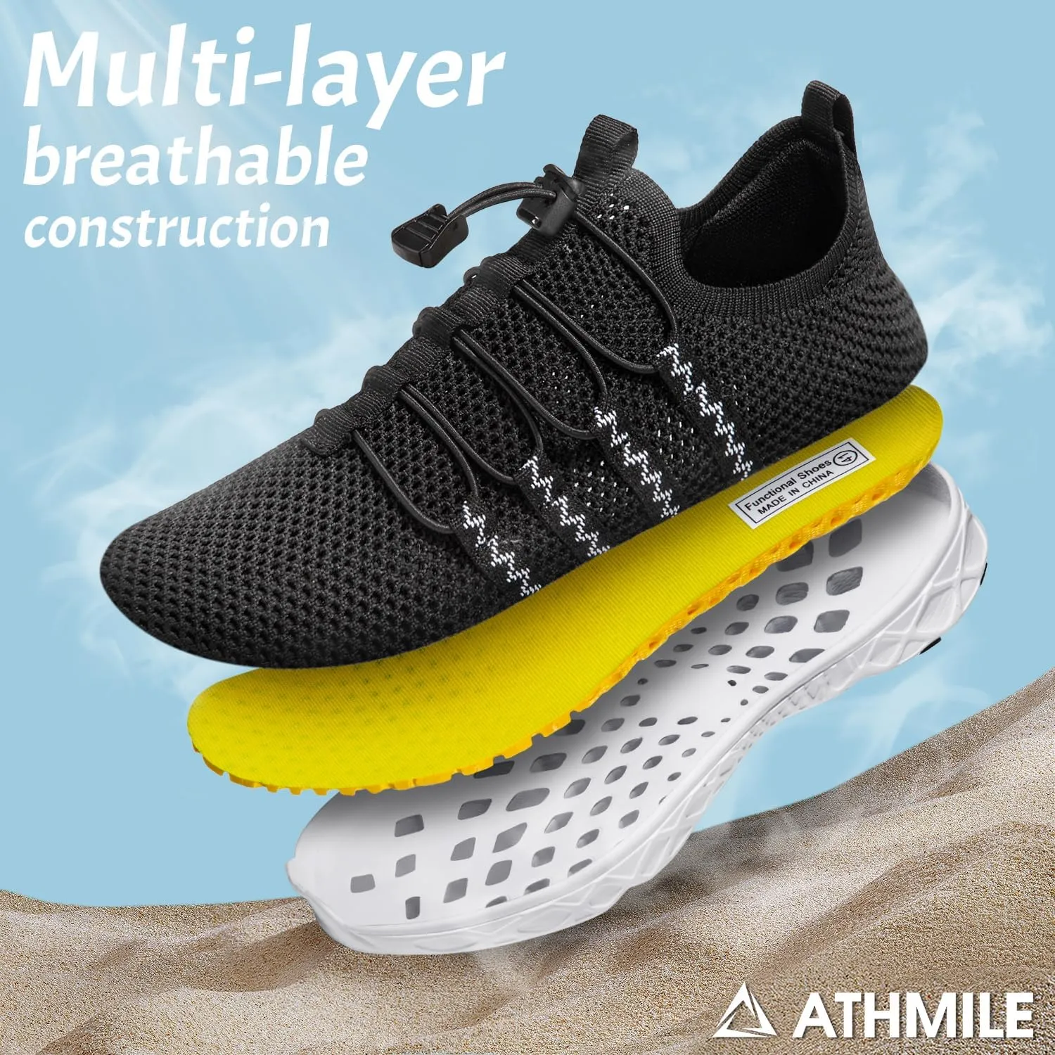 ATHMILE Barefoot Shoes Women Men Water Shoes Hiking Swim River Adult Lake Pool Grounding Beach Camping Accessories Cruise Ship Essentials Vacation Must Haves Surfing Kayaking Sport Walking
