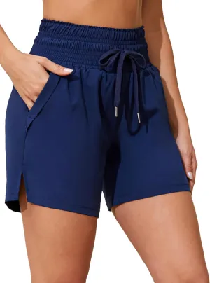 ATTRACO Women's 3" High Waisted Swim Board Shorts Quick Dry Flowy Board Shorts with Pockets