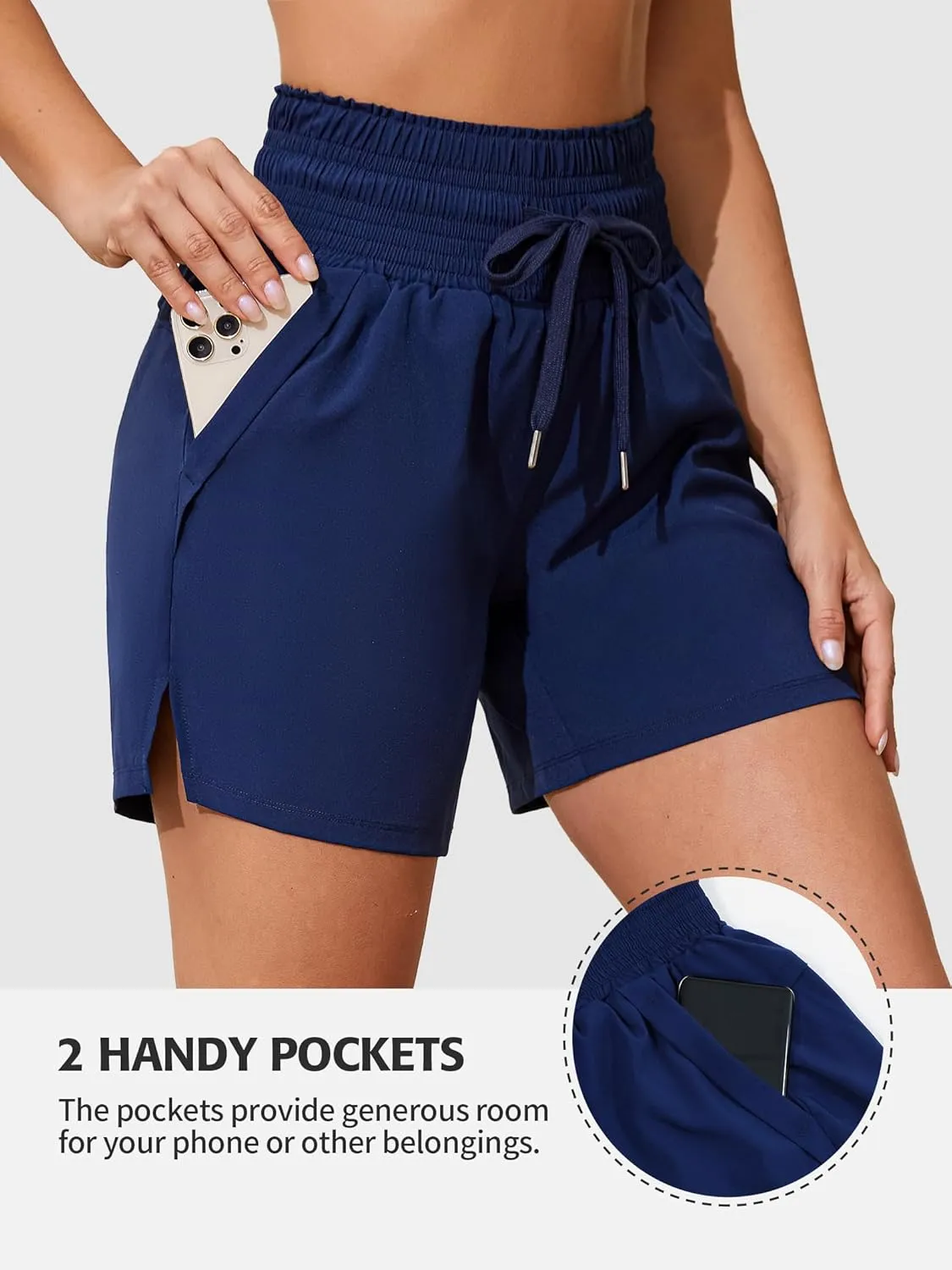 ATTRACO Women's 3" High Waisted Swim Board Shorts Quick Dry Flowy Board Shorts with Pockets