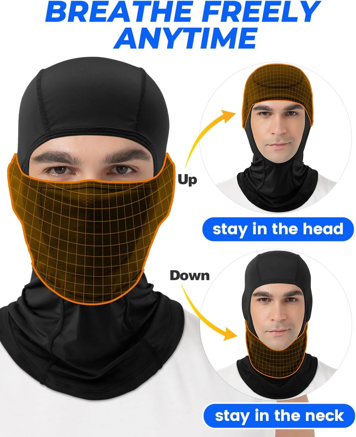 Balaclava Face Mask with Movable Deisgn for Men Women Summer Cooling Shiesty Mask Sun UV Protection-Motorcycle Ski Outdoor