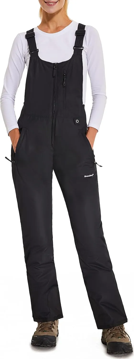 BenBoy Women's Snow Bibs Ski Waterproof Windproof Insulated Overalls Ripstop Snowboard Pants Winter
