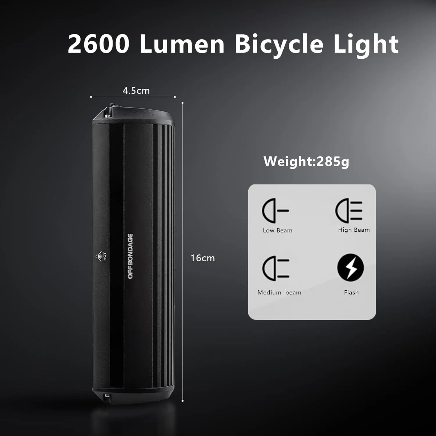 Bike Light Bar for Ebike, Super Bright Front Light Rechargeable Battery, IPX5 Waterproof, 5 Modes Bicycle Headlight for Mountain Bike, Night Riding, Cycling