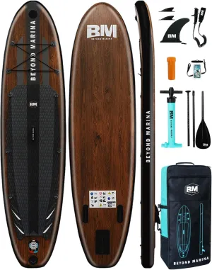 BM Paddle Board Inflatable Stand Up Paddle Board, SUP Paddleboard for Adult, Premium Accessories | Non-Slip EVA Deck & Foam Handles, Camera Mount, Double Action Pump, 85L Travel Backpack