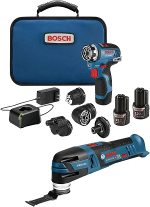 BOSCH GXL12V-270B22 12V Max 2-Tool Combo Kit with Chameleon Drill/Driver Featuring 5-In-1 Flexiclick System and Starlock Oscillating Multi-Tool