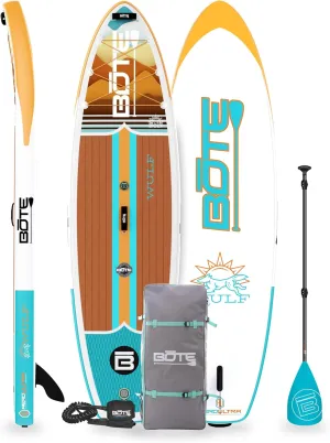 BOTE Wulf Aero Inflatable Stand Up Paddle Board Kit Includes Accessories Adjustable Paddle iSUP Travel Bag Blow Up Pump Safety SUP Coiled Leash Multiple Sizes