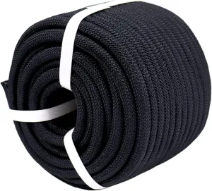 Braided Polyester Arborist Rigging Rope (3/8 inch X 100 feet) High Strength Outdoor Rope for Tree Climbing Hiking Camping Swing, Black