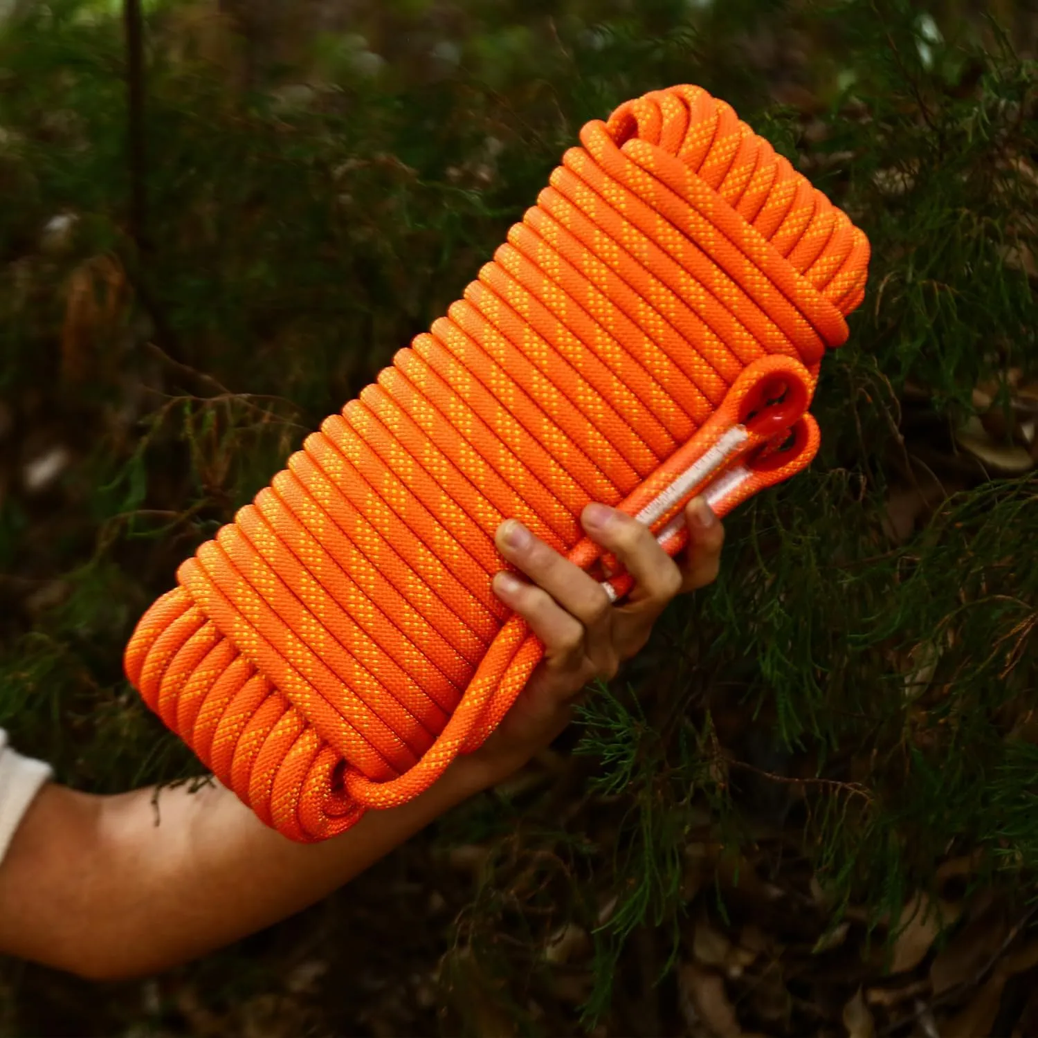 Climbing Rope 12mm 98Ft (30m) Static Climbing Rope Outdoor Rock Climbing Rope Braided Polyester Static Rock Climbing Rope High Strength Outdoor Rope for Rappelling Rescue Rope Orange