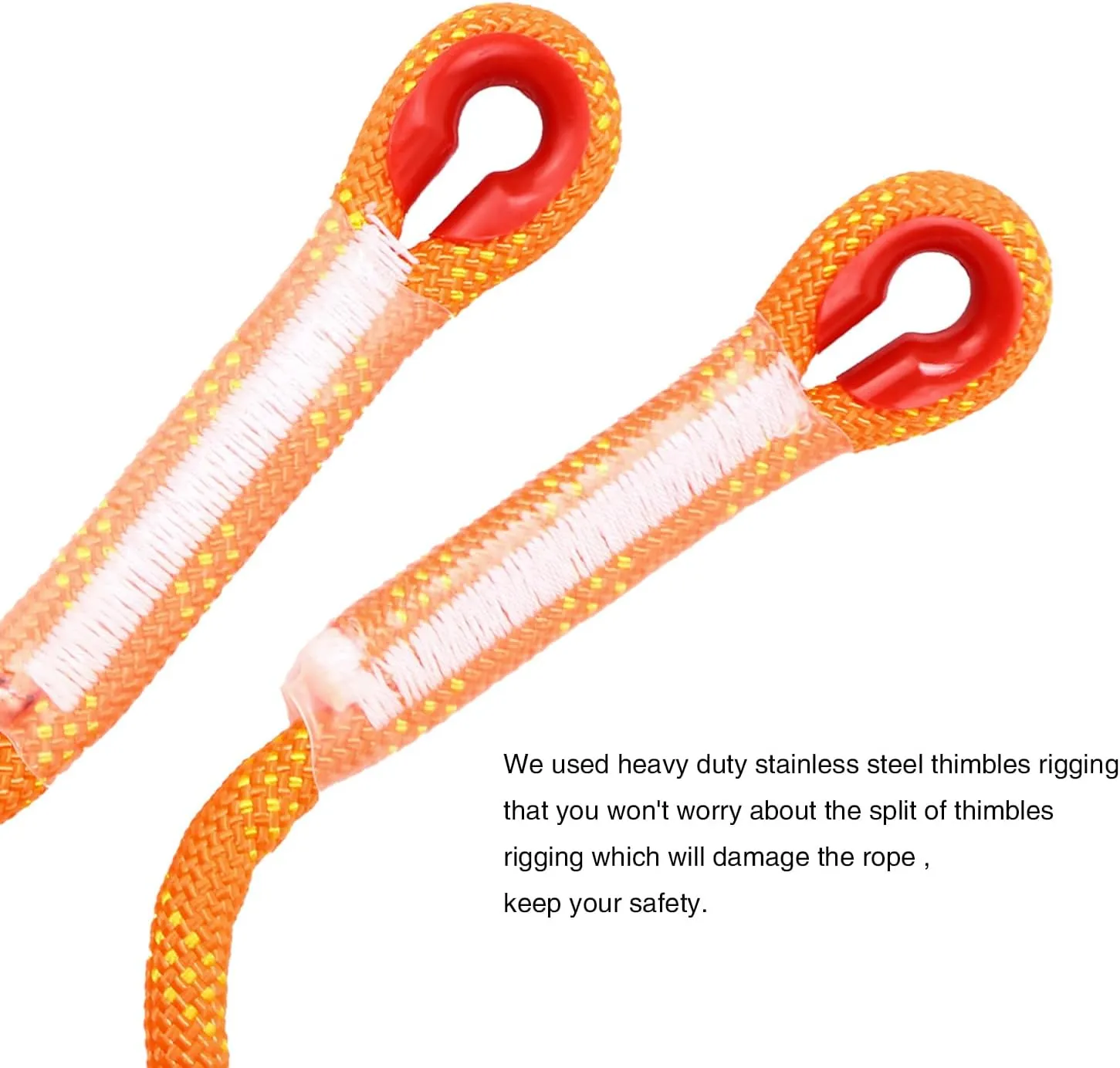 Climbing Rope 12mm 98Ft (30m) Static Climbing Rope Outdoor Rock Climbing Rope Braided Polyester Static Rock Climbing Rope High Strength Outdoor Rope for Rappelling Rescue Rope Orange