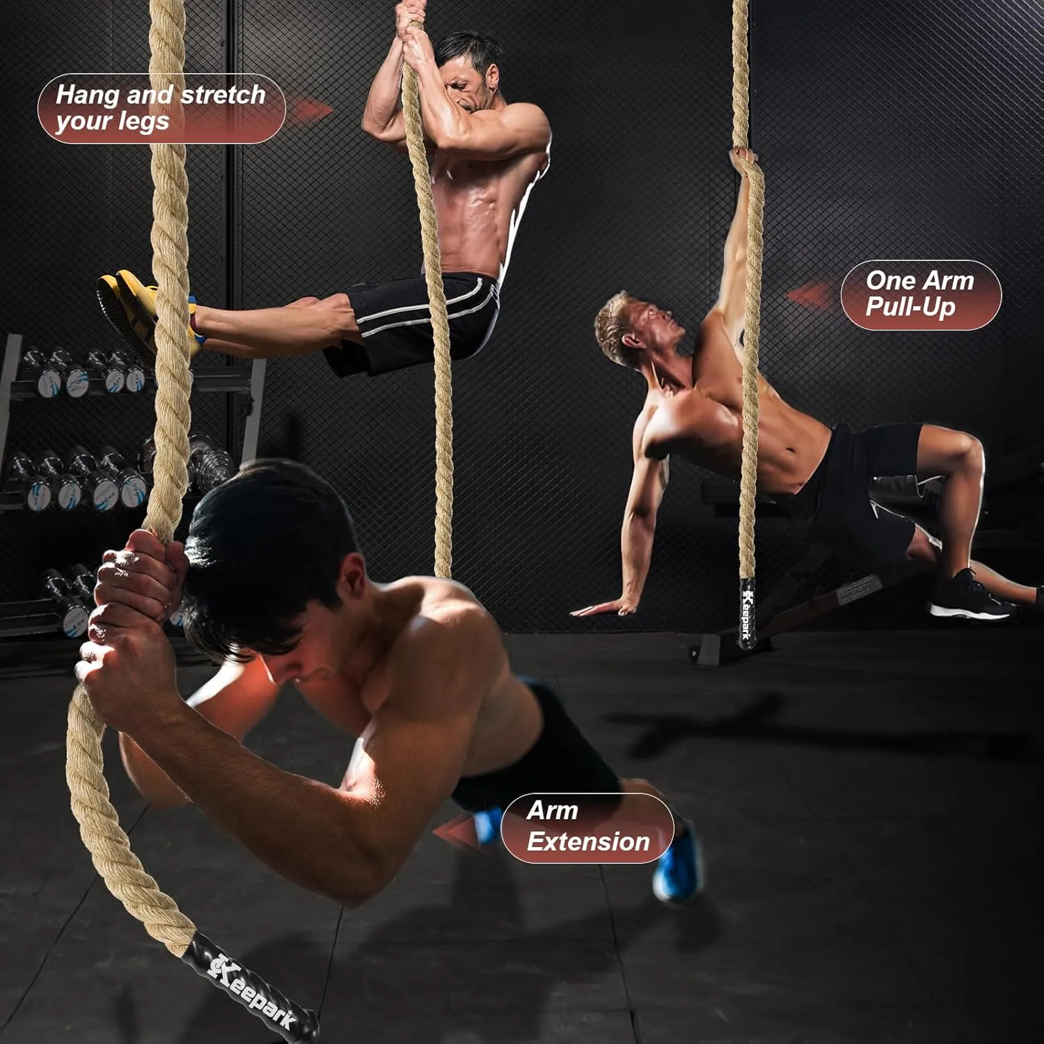 Climbing Rope 1.5 Inch Diameter 10FT 15FT 20FT 25FT 30FT 35FT Gym Climbing Rope for Fitness & Strength Training, Workout Exercises Climbing Rope for Adults Kids Outdoor or Home Indoor