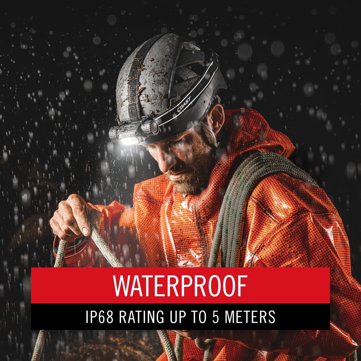 Coast WPH34R 2000 Lumen Waterproof Ultra Bright IP68 USB Rechargeable-Dual Power Headlamp, 6 Modes with Spot and Flood Beams, Blue/Black