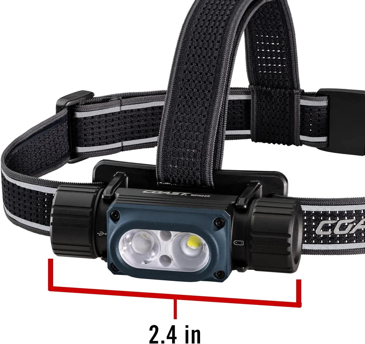 Coast WPH34R 2000 Lumen Waterproof Ultra Bright IP68 USB Rechargeable-Dual Power Headlamp, 6 Modes with Spot and Flood Beams, Blue/Black