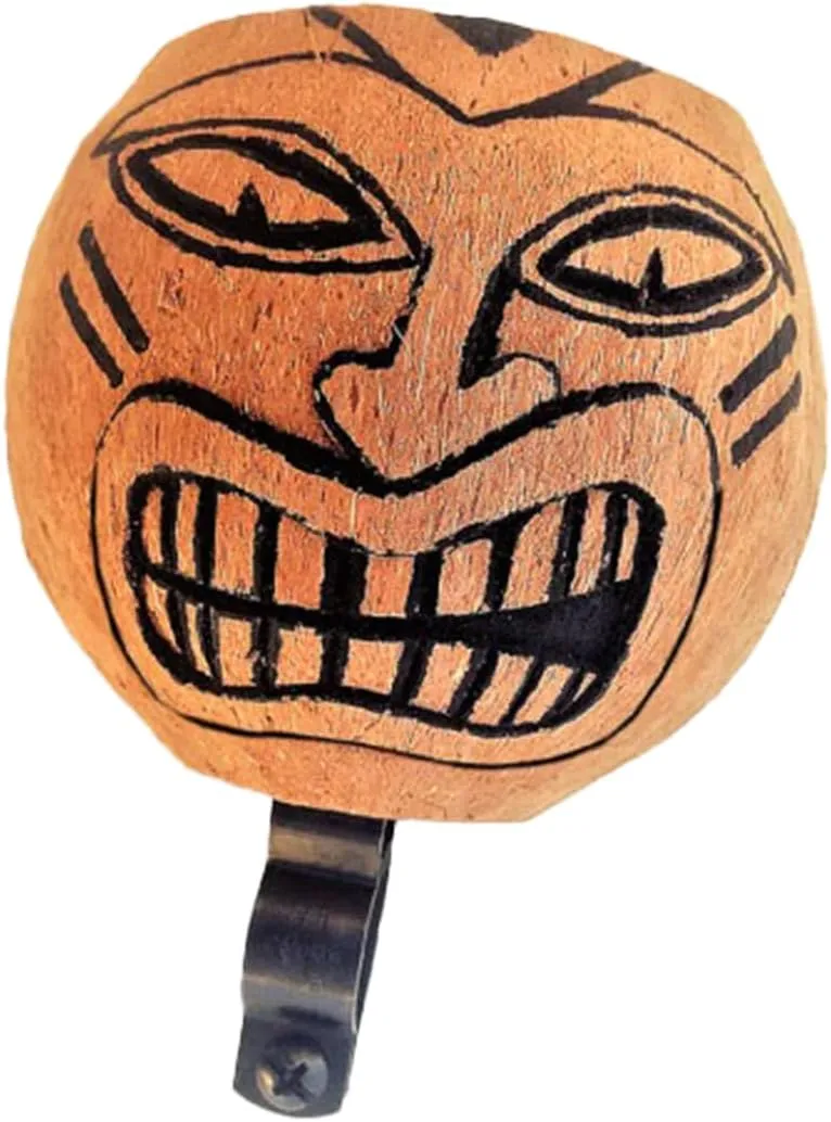 Coconut Bike Cup Holder, Bicycle Drink Holder for Water Bottle, Can, Coffee & Cell Phone - Hand Carved Natural Coconut Shell - Fits EBike, Beach Cruiser, Mountain Bike - (Black Lined)
