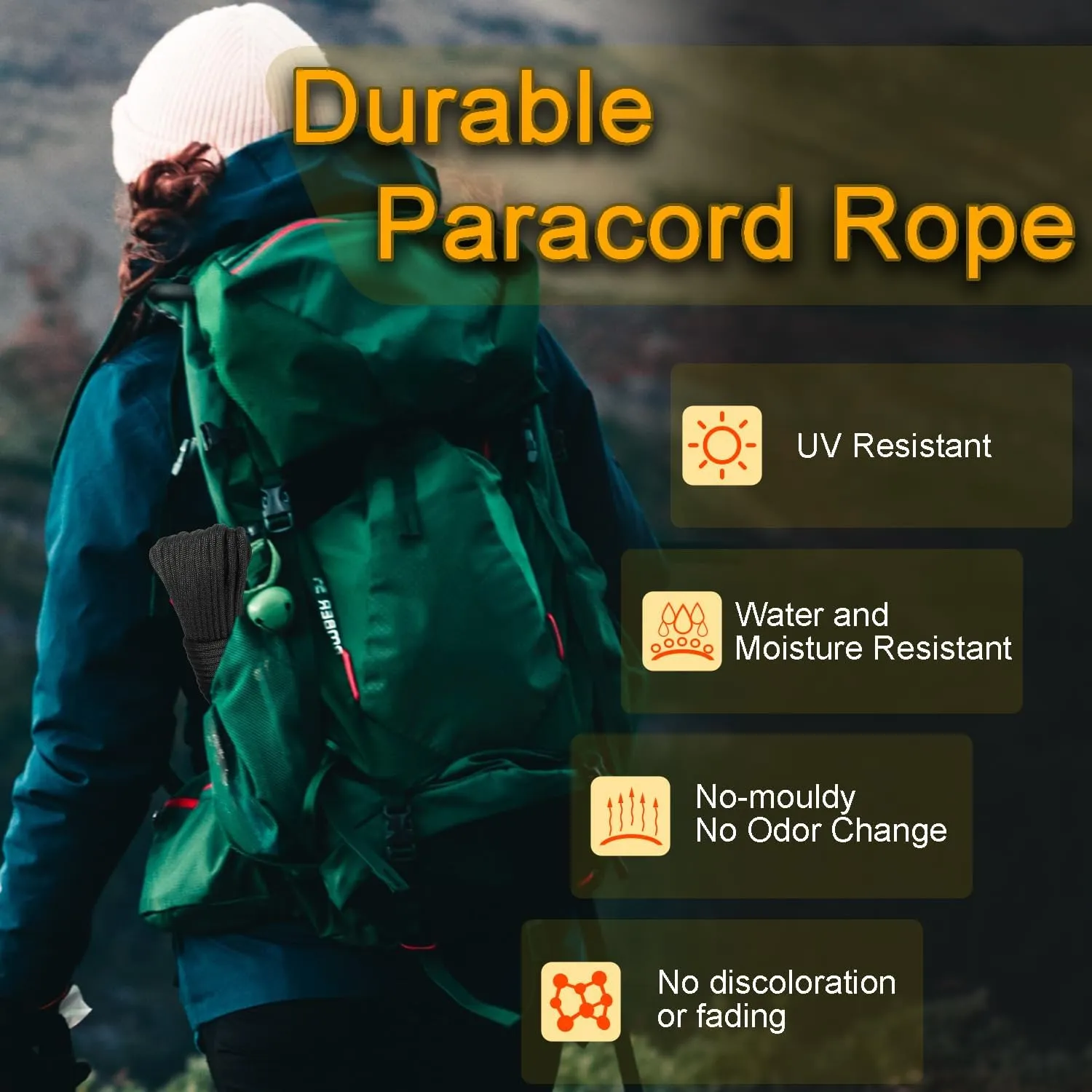 CooBigo Outdoor Paracord Rope 1000lb 12 Strand Stronger Than 550 Parachute Cord,100ft Black Camping Rope for DIY Weave Bracelet/Lanyards,Tent Camping,Hiking,Survival,or Others Outdoor Gear