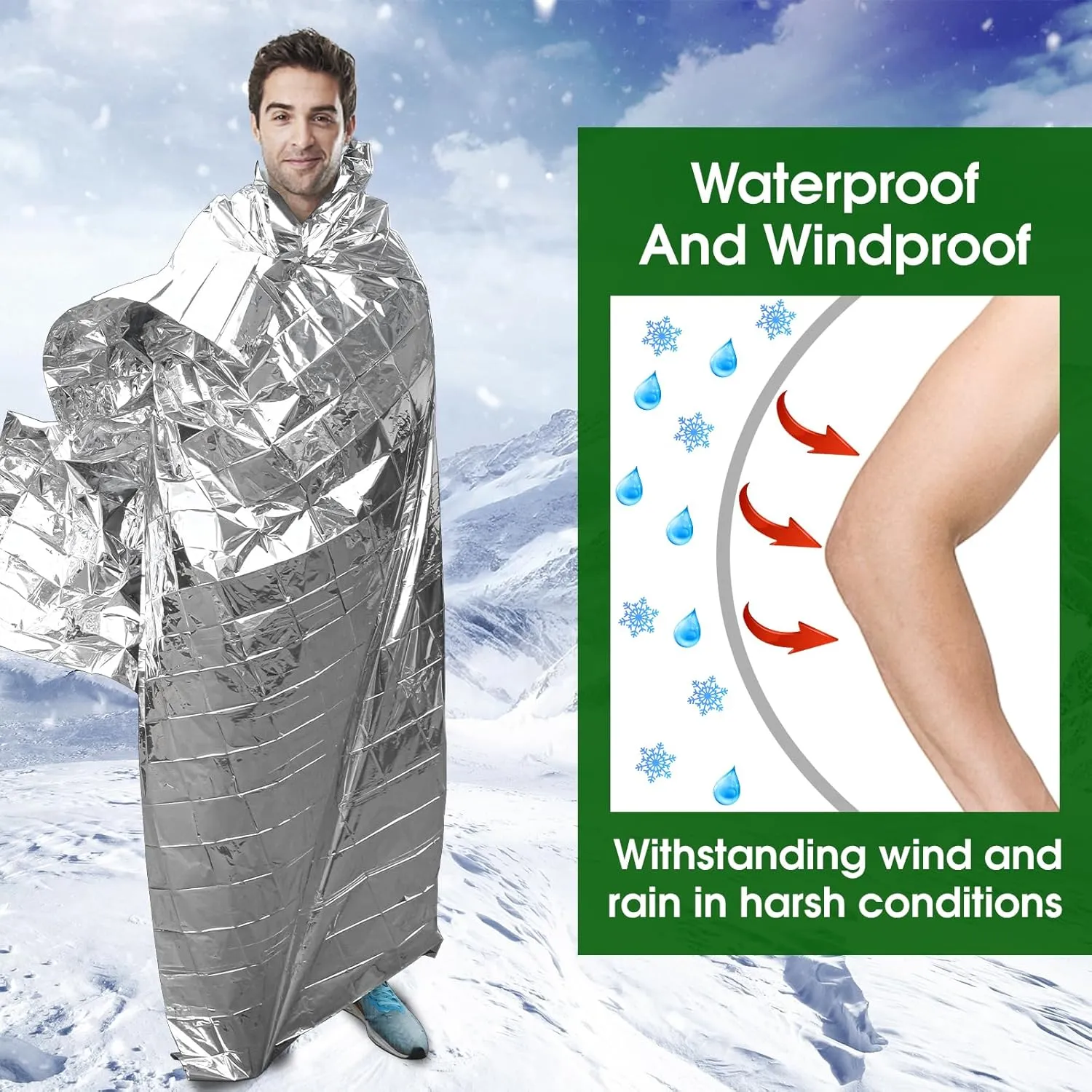CXYARY 6 Pack Emergency Mylar Thermal Blanket, 84 x 52 Space Blankets, Emergency Thermal Blanket Space Rescue Survival Gear Camping for Outdoors, Hiking, Camping Survival